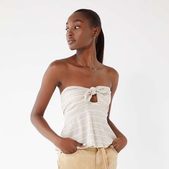 Truly Madly Deeply - Tan Tie Crop Top - Picture 1 of 4